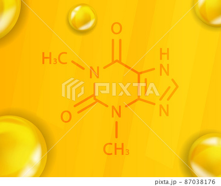 Theophylline chemical formula. Theophylline 3D Realistic chemical molecular structure 87038176