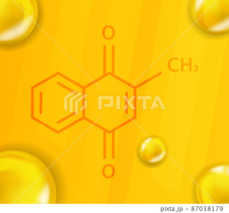 Vitamin K3 chemical formula. Vitamin K3 Realistic chemical molecular structure 87038179