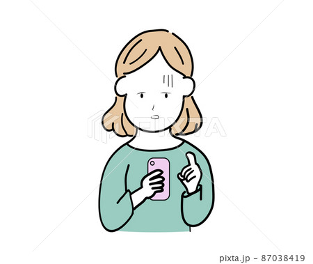 スマートフォンを使う女性　スマホ依存 87038419