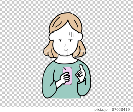 スマートフォンを使う女性　スマホ依存 87038419