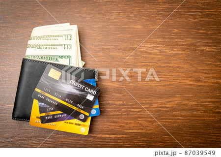 wallet with money and credit card wallet with money and credit card 87039549