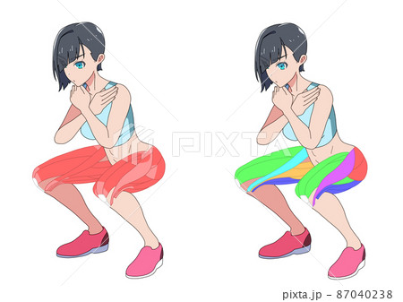 スクワットをする女性 87040238