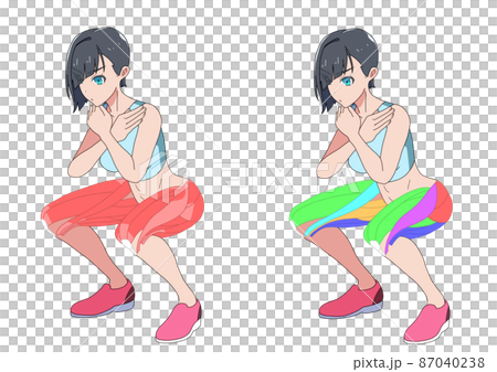 スクワットをする女性 87040238