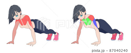 腕立て伏せをする女性 87040240