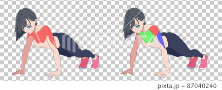 腕立て伏せをする女性 87040240