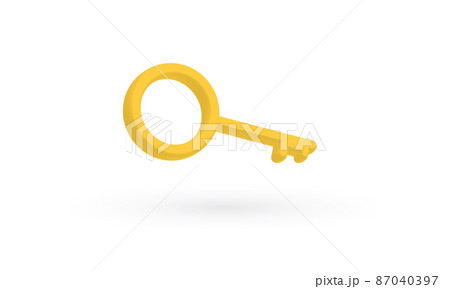 Big golden key on a white background Big golden key on a white background 87040397
