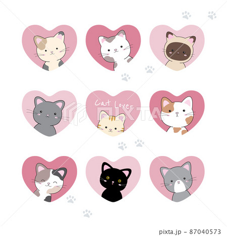 Cat in heart on white background Valentine's day vector illustration Cat in heart on white background Valentine's day vector illustration 87040573