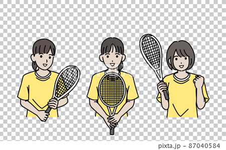 テニス 女子テニス部 クラブ活動 部活 スポーツ 女の子 イラストのイラスト素材