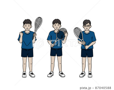テニス 男子テニス部 クラブ活動 部活 スポーツ 男の子 全身 イラストのイラスト素材