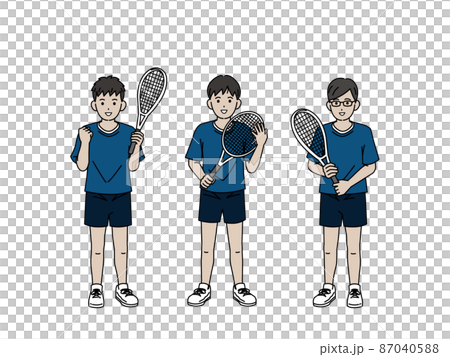 テニス　男子テニス部　クラブ活動　部活　スポーツ　男の子　全身　イラスト 87040588