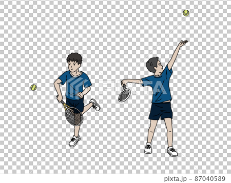 テニス　男子テニス部　クラブ活動　部活　スポーツ　男の子　全身　イラスト 87040589