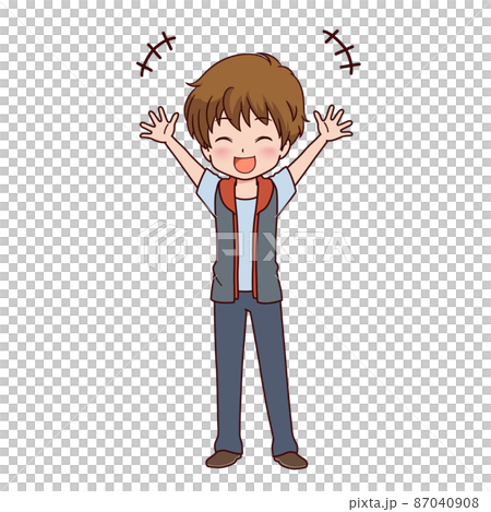 さまざまなポーズの男の子のイラストのイラスト素材