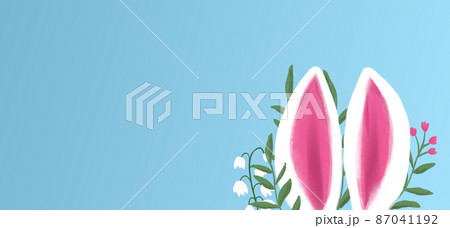 Easter bunny ears banner. Left copy space.  87041192