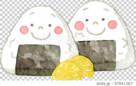 おにぎりくん(2個)と漬物のイラスト 87041367