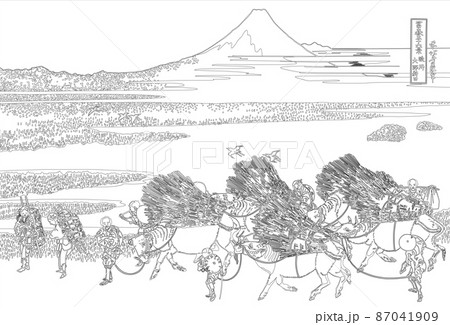 葛飾北斎イメージ駿州大野新田題名入り線 葛飾北斎イメージ駿州大野新田題名入り線 87041909