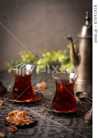 Turkish tea in traditional glass 87041916