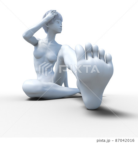 白いフィギュア　女性ヌード 　perming3DCGイラスト素材 87042016