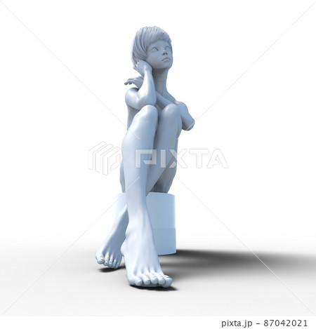 白いフィギュア 女性ヌード perming3DCGイラスト素材 白いフィギュア 女性ヌード perming3DCGイラスト素材 87042021