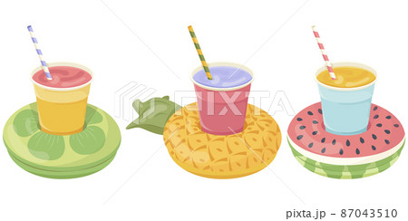 A set of inflatable mattress icons in various shapes for pool parties, beach holidays and hotel vacations. Vector illustration 87043510