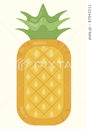 Pineapple Inflatable Mattress Icon for pool party, beach holiday and hotel vacation. Vector illustration 87043511