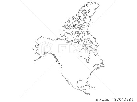 北アメリカの白地図