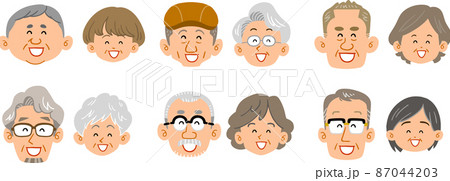 6種類のシニア夫婦の表情 笑顔 87044203