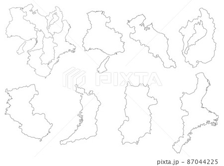 白地図フリーイラスト 和歌山県 ラインあり 市区町村名あり