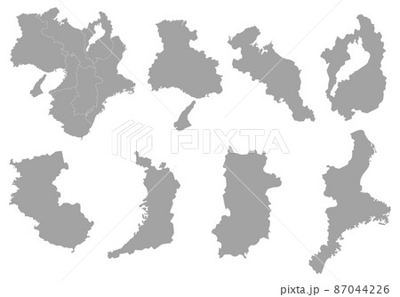 関西地方のシルエットセット 87044226