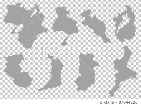 関西地方のシルエットセット 87044226