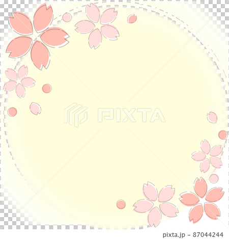 Background illustration material ｜ Cute and simple spring fluffy cherry blossom frame separately 87044244