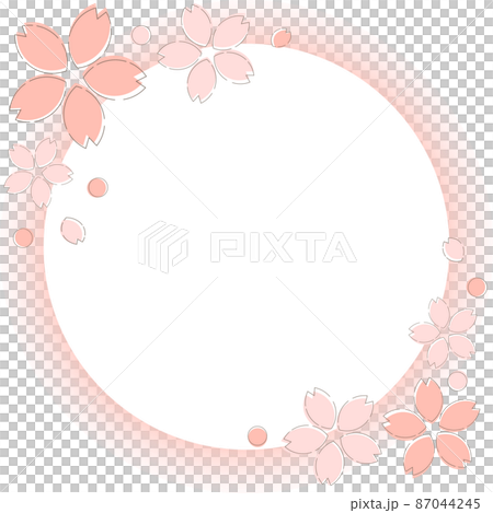 Background illustration material ｜ Cute and simple spring fluffy cherry blossom frame separately 87044245