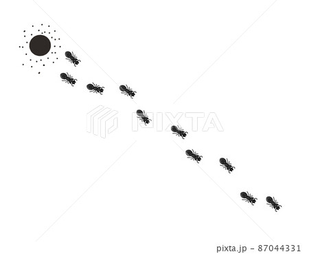 巣から出る クロアリの行列のイラスト素材