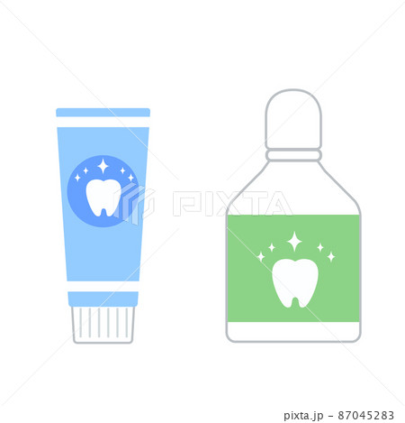 歯磨き粉と液体歯磨きのイラスト素材
