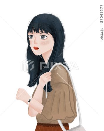 若い女性　おしゃれな女性イラスト　OL 87045577