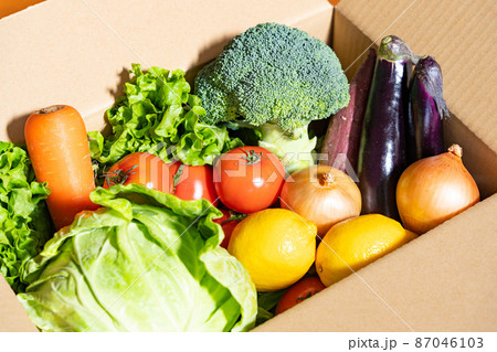 段ボール箱に入った野菜 段ボール箱に入った野菜 87046103