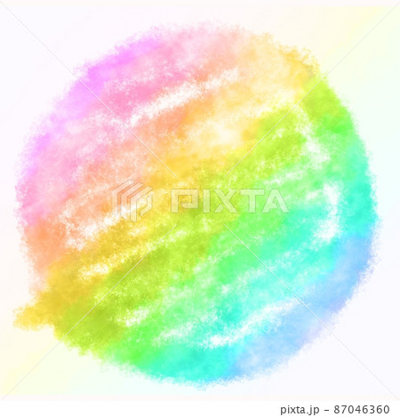 手描きの虹色水彩の塗りつぶした円のイラスト素材 [87046360] - PIXTA