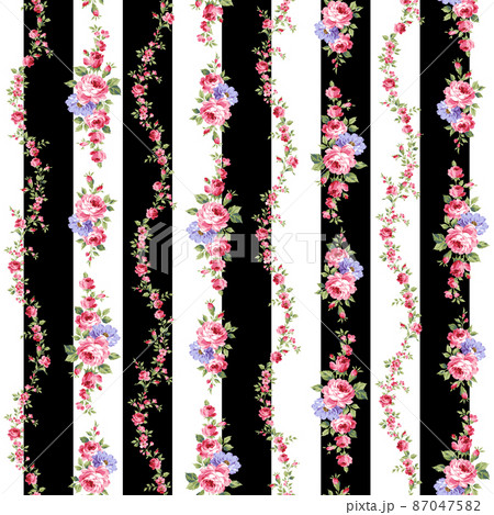 シームレスな薔薇のストライプ柄, シームレスな薔薇のストライプ柄, 87047582