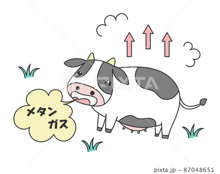 牛のゲップ、メタンガスのイラスト 87048651