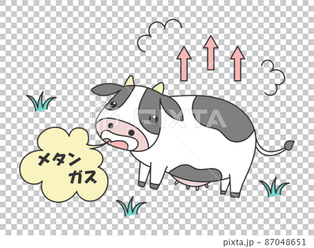 牛のゲップ、メタンガスのイラスト 87048651