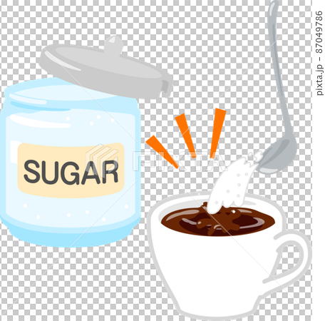調味料入れからコーヒーに入れられる砂糖 87049786