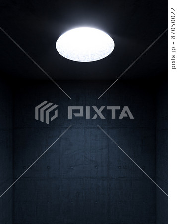 dark room with concrete walls and circular opening 87050022