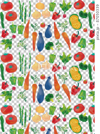 Watercolor style vegetable pattern vertical Watercolor style vegetable pattern vertical 87050339
