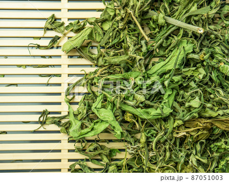 The cannabis dry leaf for medical or food concept The cannabis dry leaf for medical or food concept 87051003