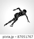 Speed skating. Vector silhouette illustration in the wavy style Short track 87051767