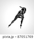 Speed skating. Vector silhouette illustration in the wavy style Short track 87051769