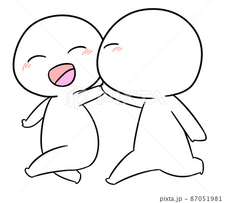 笑顔でハイタッチをしているキャラクター 笑顔でハイタッチをしているキャラクター 87051981