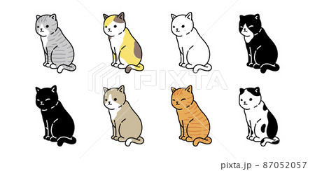 cat vector kitten calico icon logo sitting breed character cartoon symbol illustration doodle design isolated 87052057