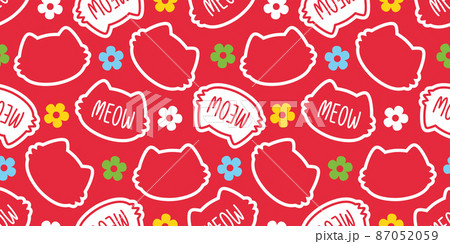 cat seamless pattern vector meow kitten pet repeat background tile wallpaper cartoon doodle illustration design scarf isolated 87052059