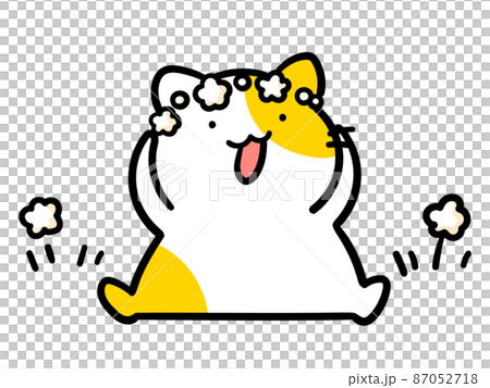 Handwritten style illustration of a cute cat character with a flower crown 87052718