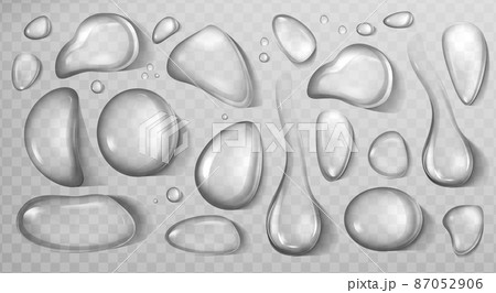 Realistic fresh pure water drops different shapes 87052906